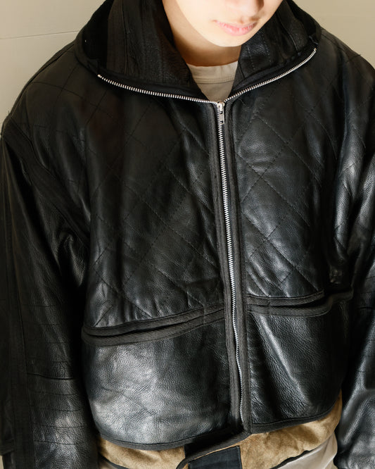 vintage cropped quilted leather jacket