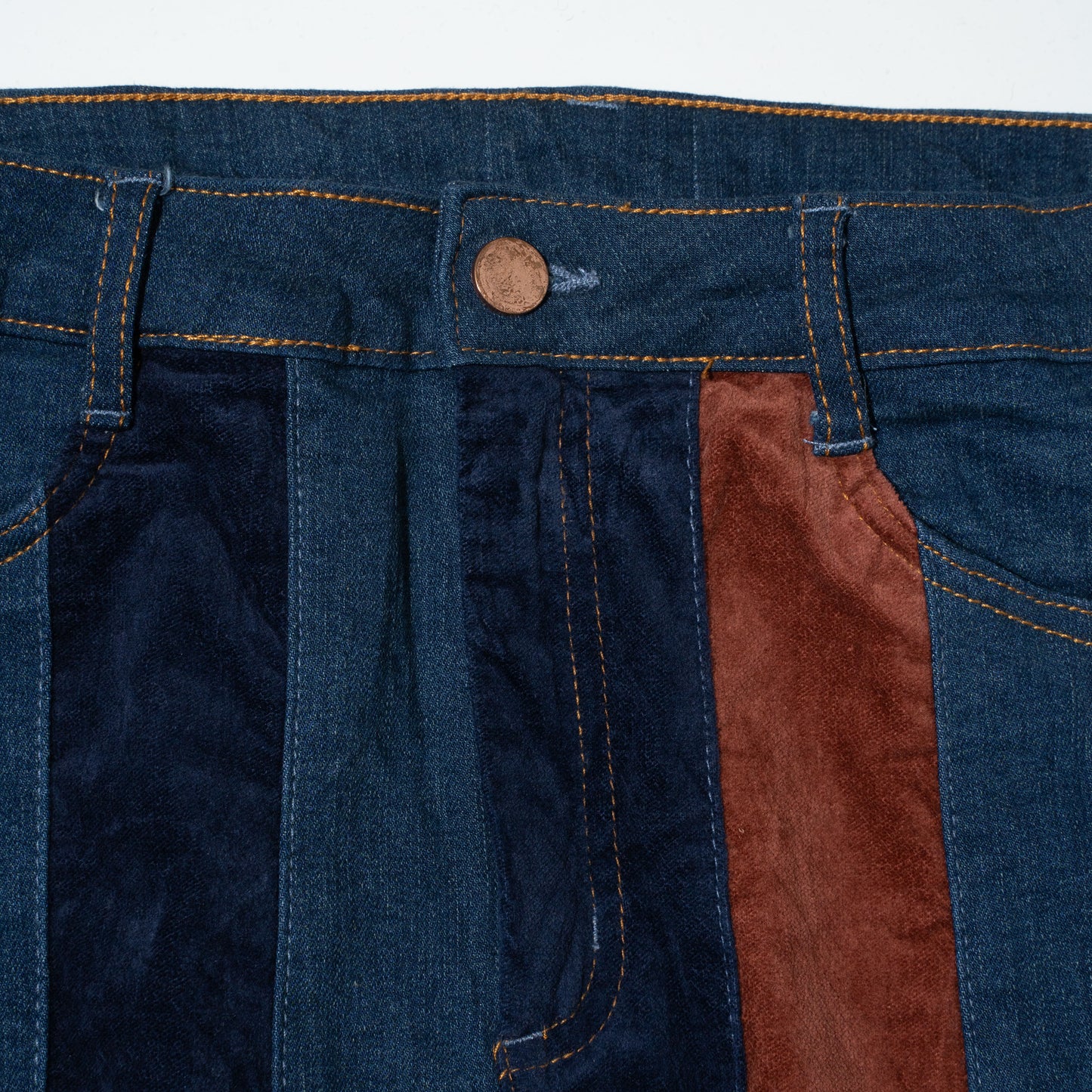 vintage faux suede combi flare jeans