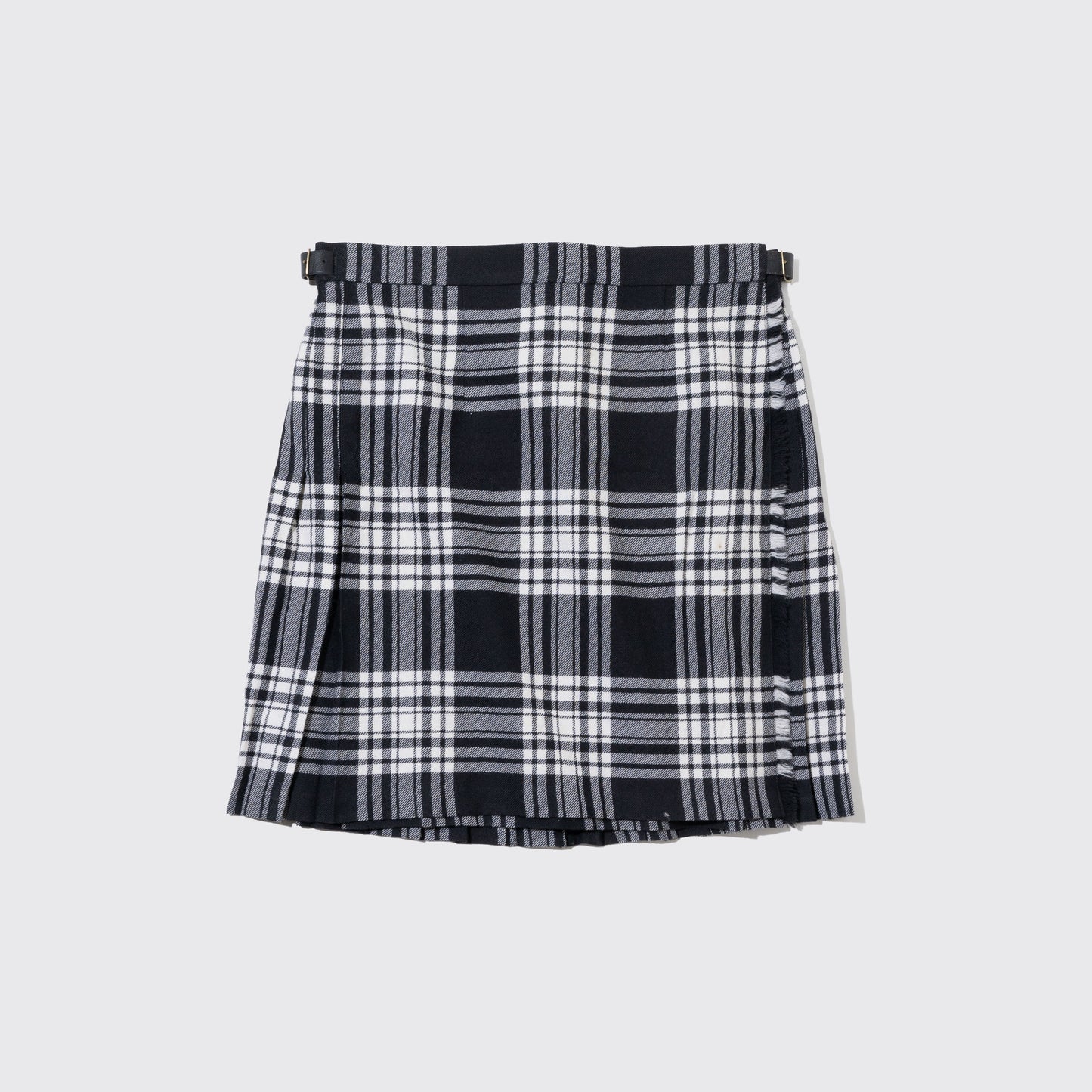 vintage check pleats wrap skirt