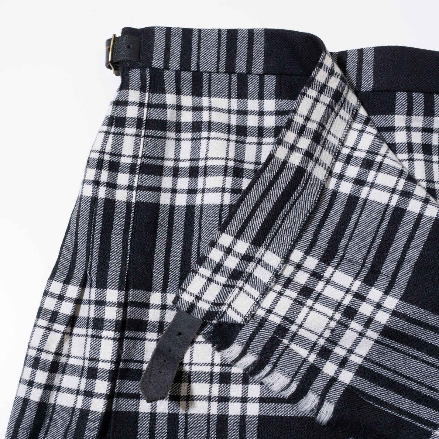 vintage check pleats wrap skirt