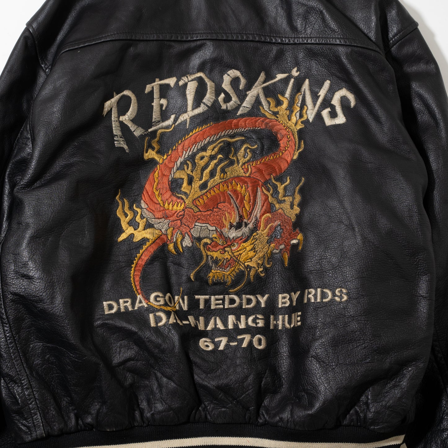 vintage red skins "dragon teddy" leather jacket