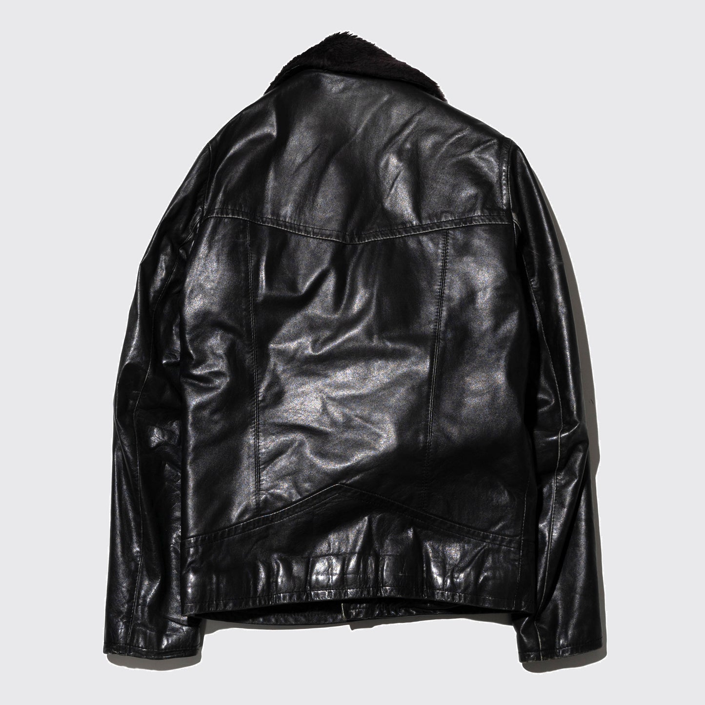 vintage 70's euro aviator boa leather jacket
