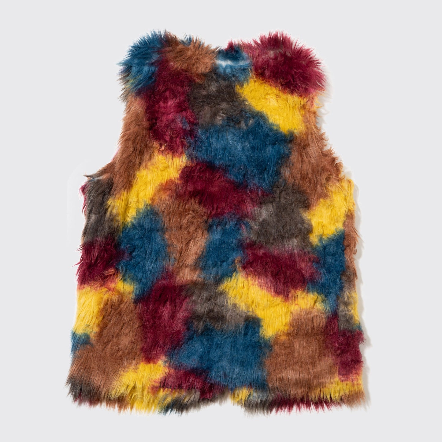 vintage multi color faux fur vest