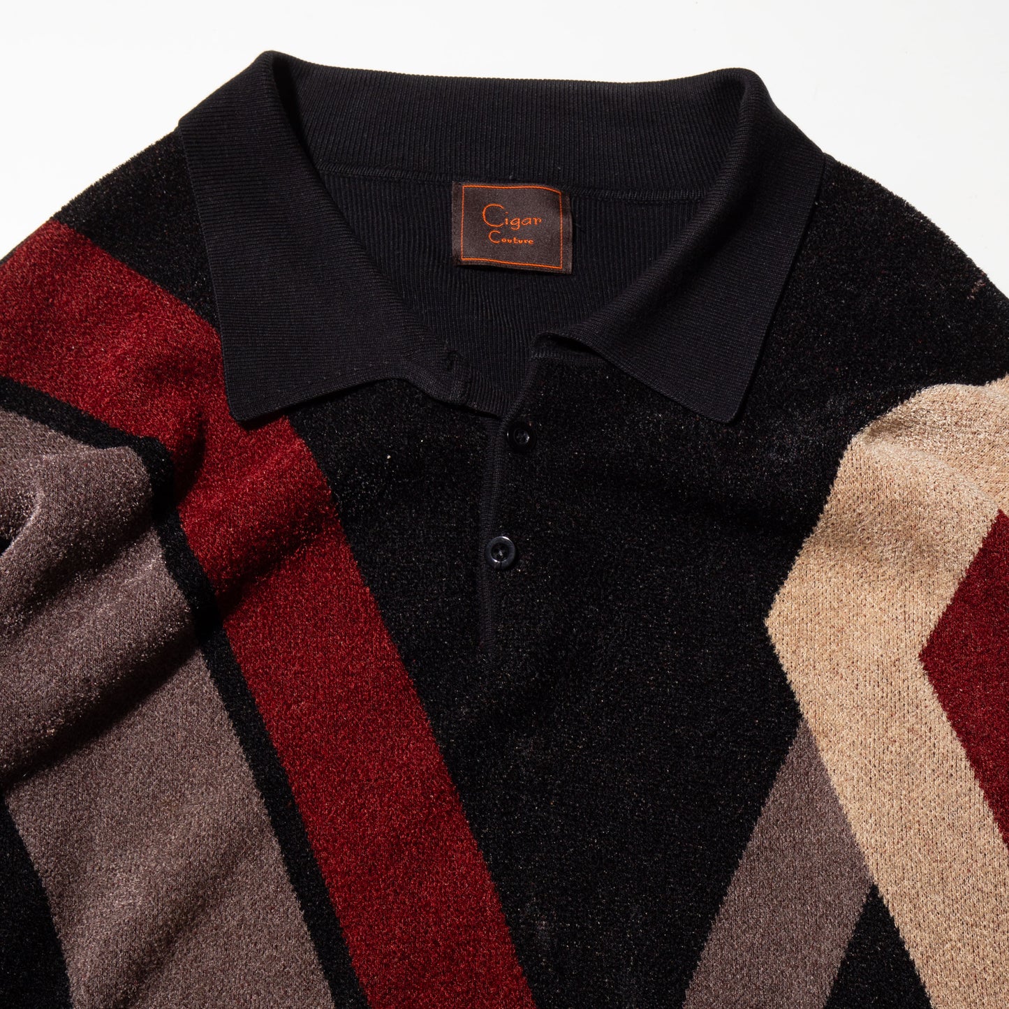 vintage geometry loose polo sweater