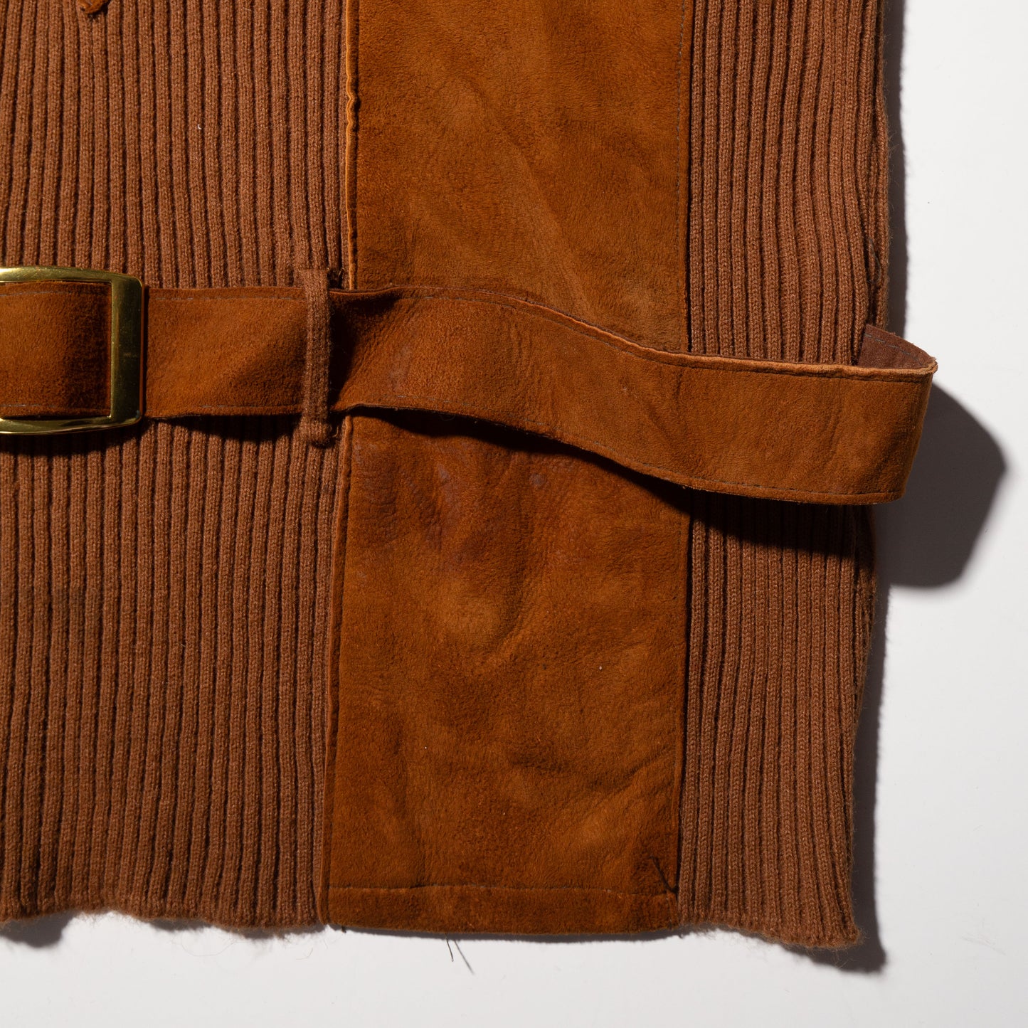 vintage 70's natinal belted suede combi sweater