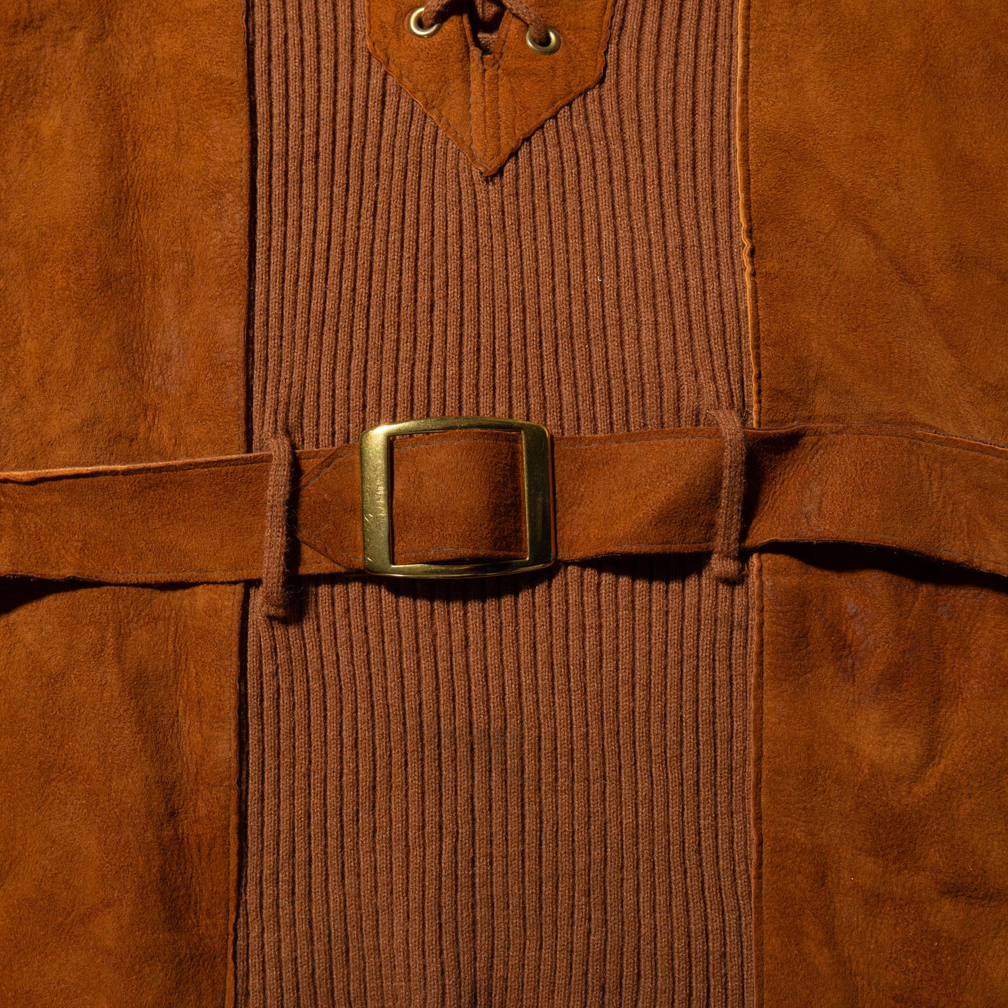 vintage 70's natinal belted suede combi sweater