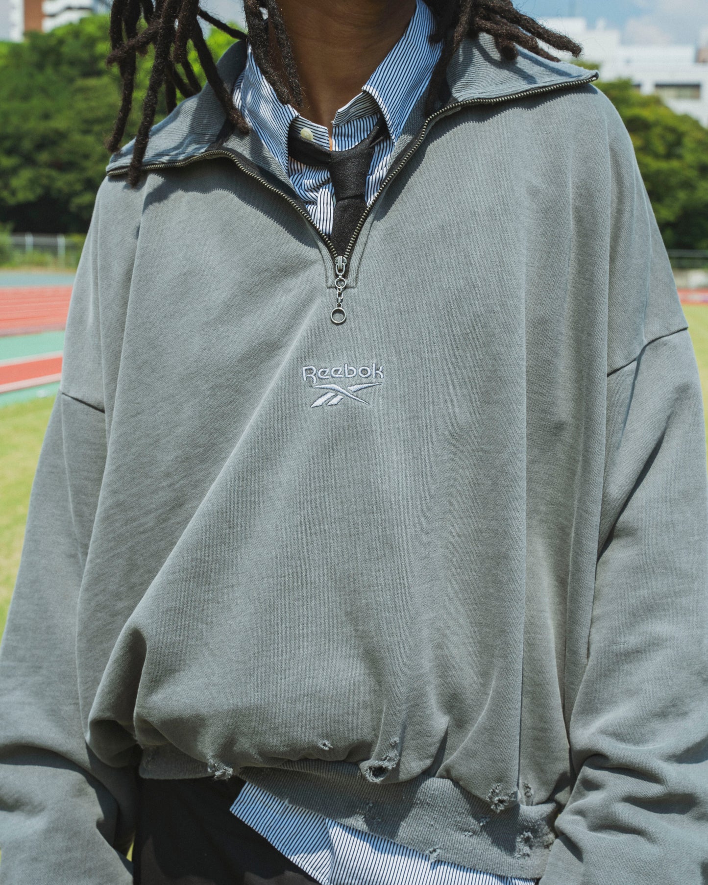 NOILL × Reebok - " BORO HALF ZIP SWEAT FADE "