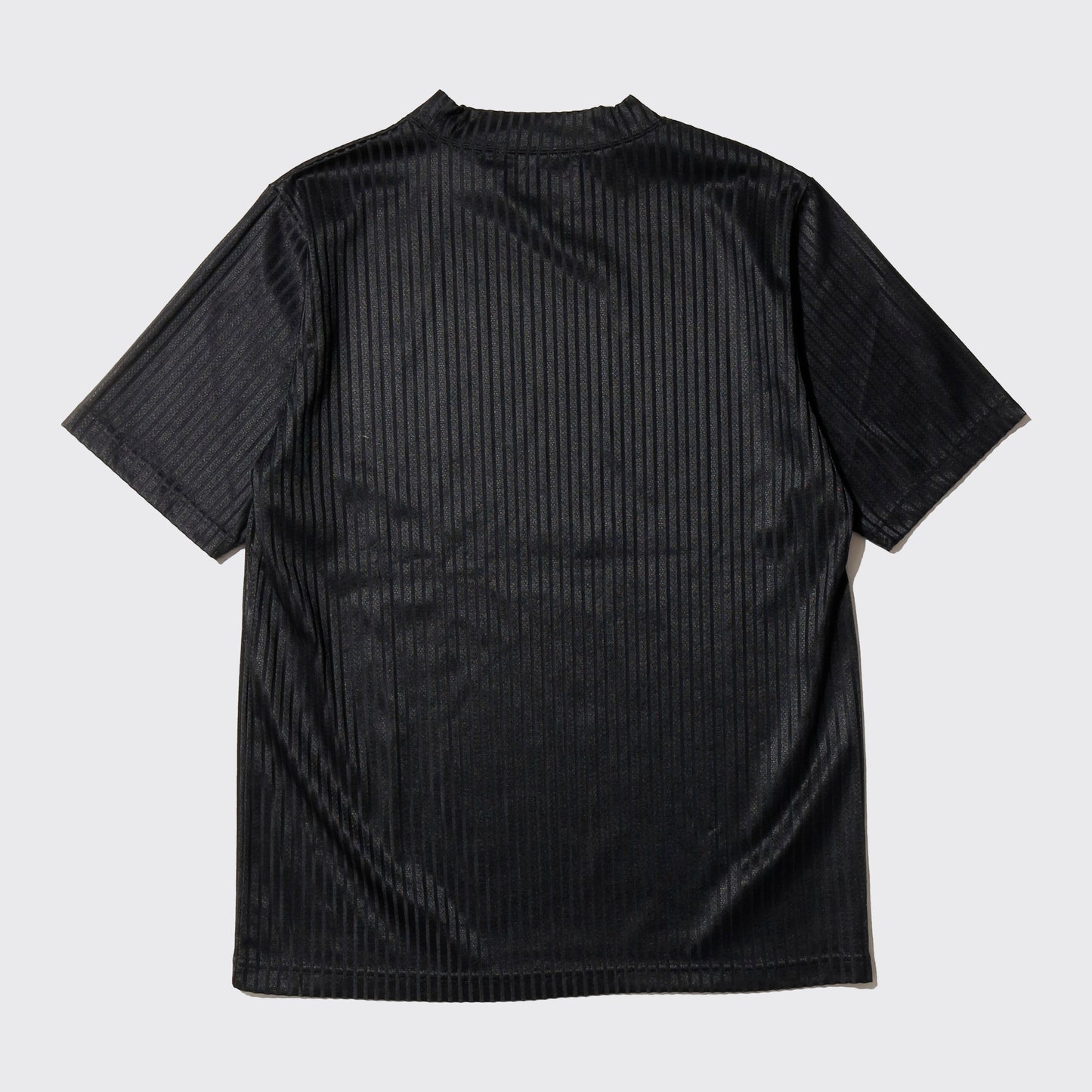 vintage textured stripe moc neck h/s