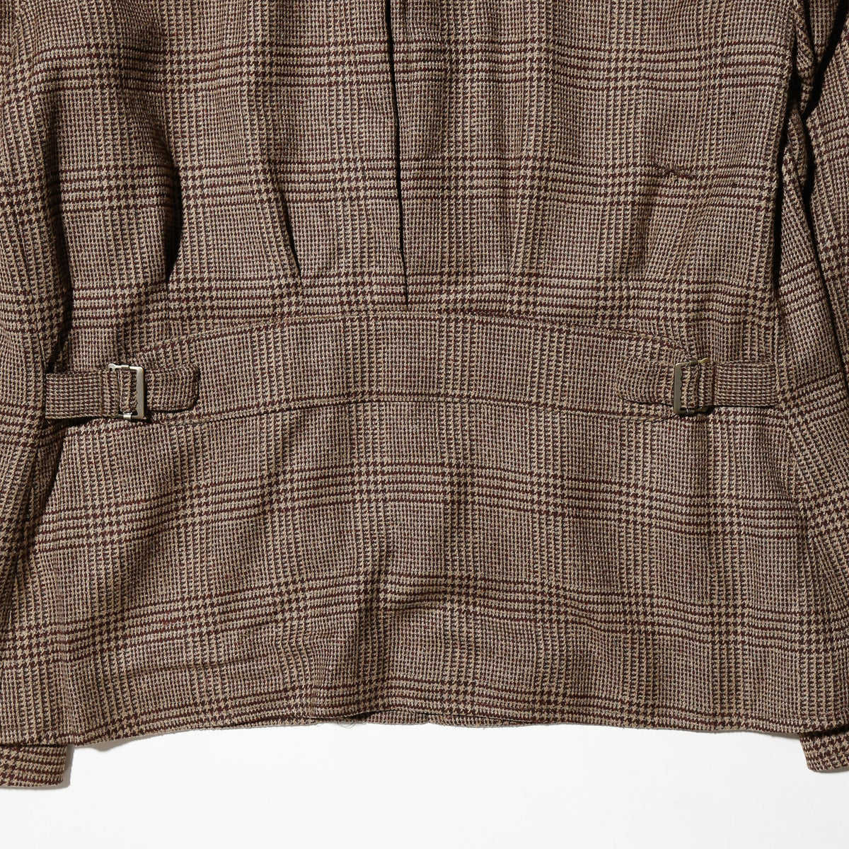 vintage check zipped jacket , with detachable faux fur collar