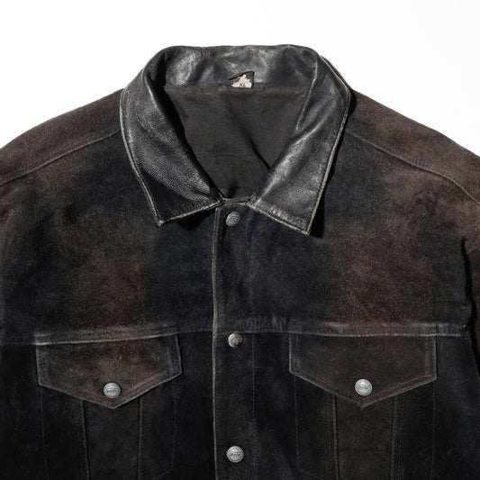 vintage dust suede leather trucker jacket