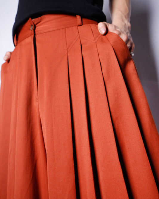 vintage pleats gabardine wide shorts