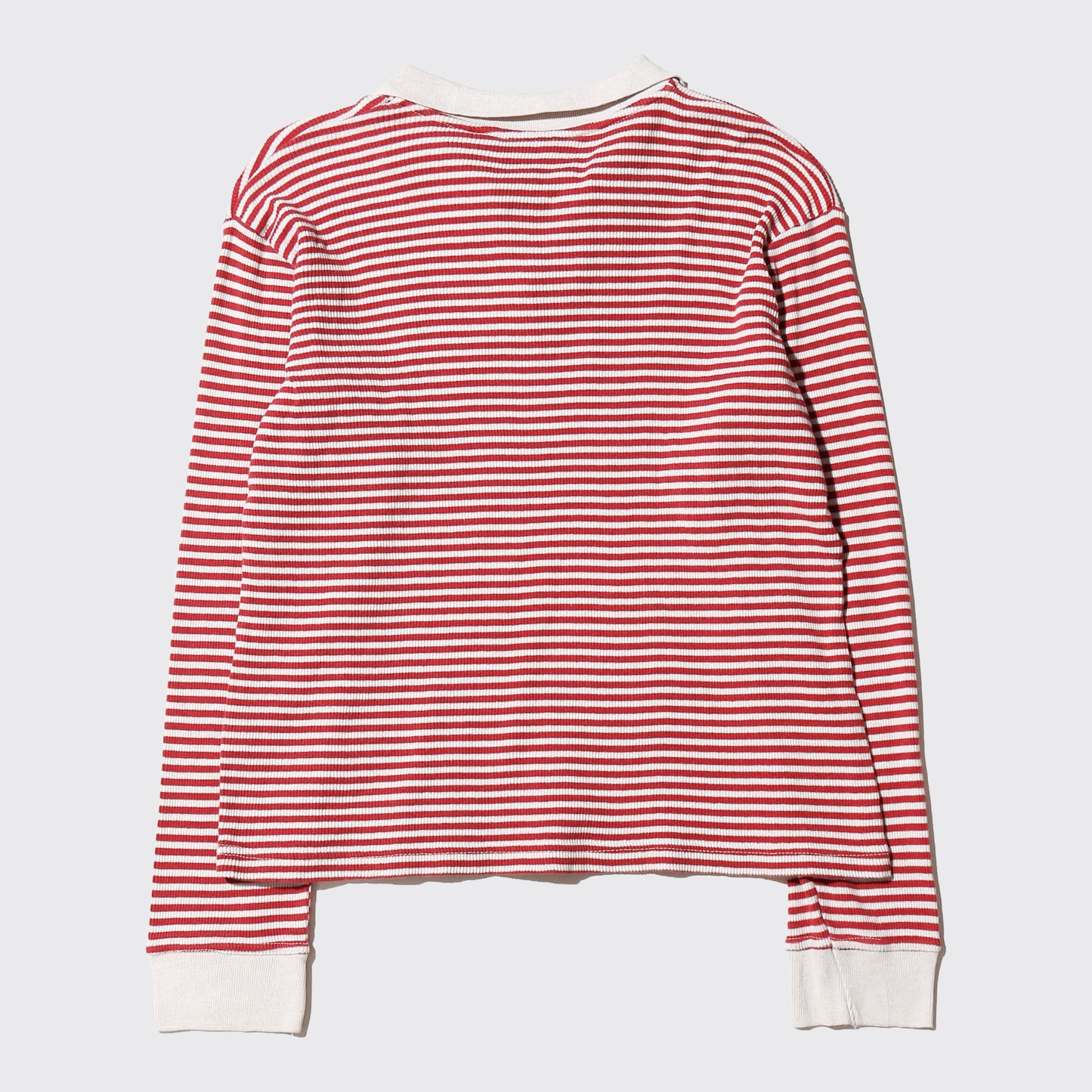 vintage cropped lace up border rib pullover