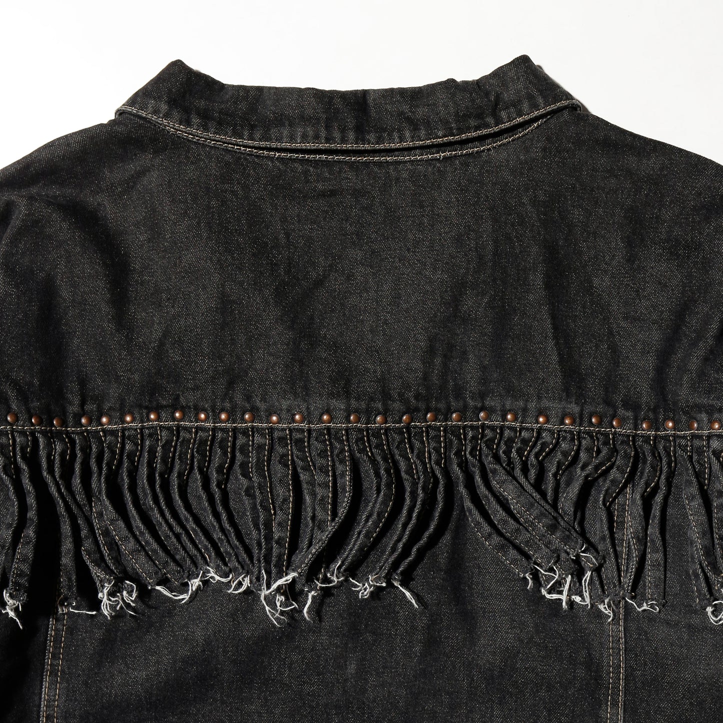 vintage studs fringe trucker jacket
