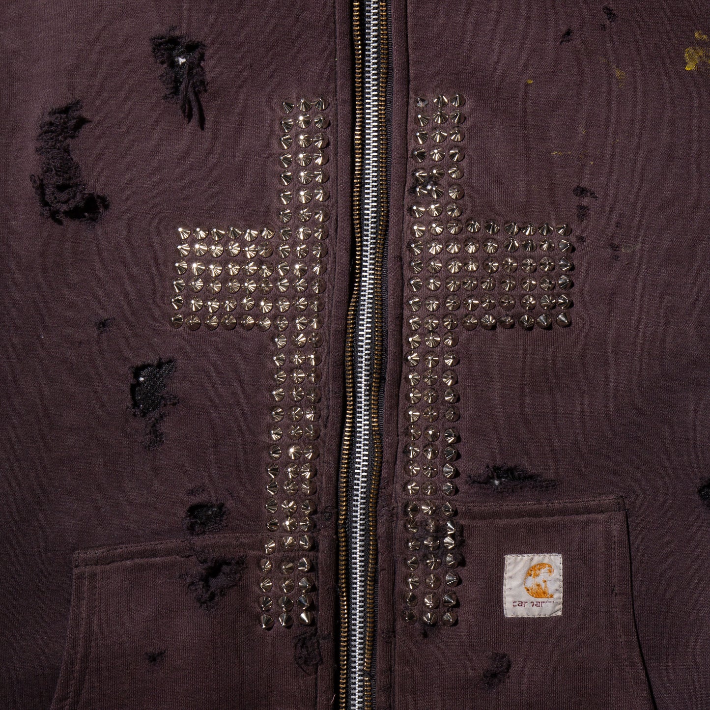 vintage carhartt cross studs broken hoodie