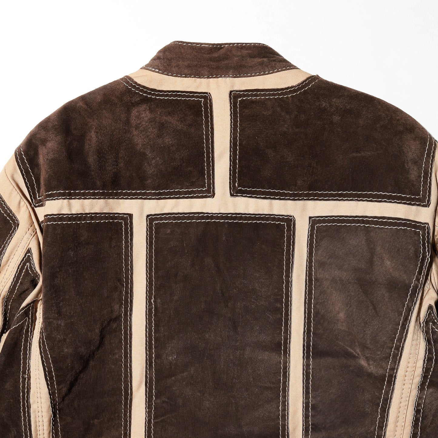 vintage paneled suede motorcycle jacket