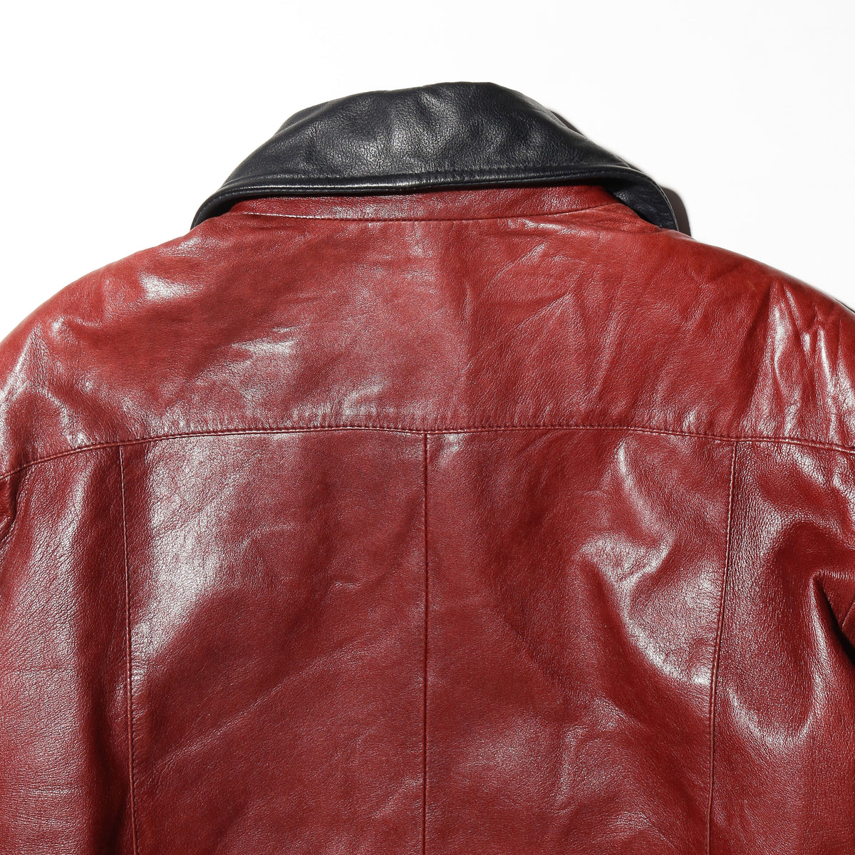 vintage euro switching collar crimson leather jacket