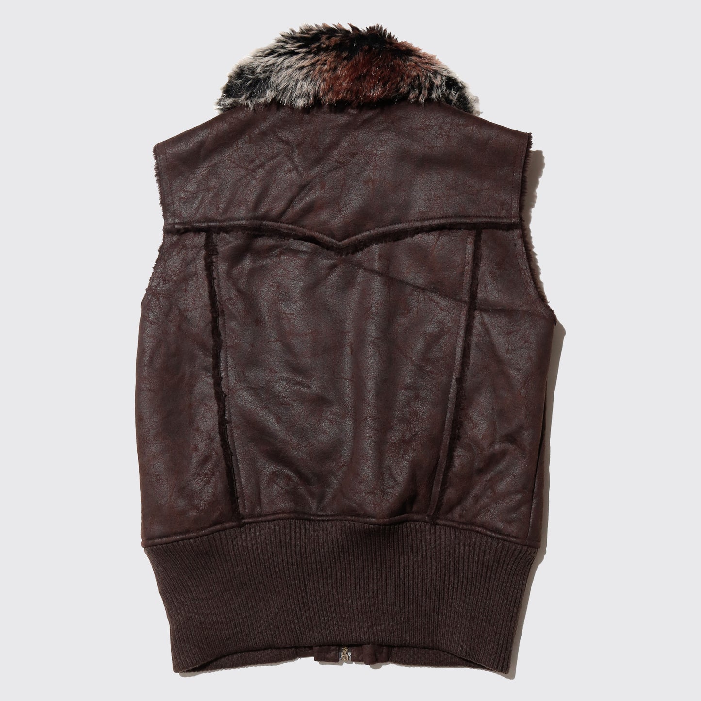 vintage belted faux fur mouton vest