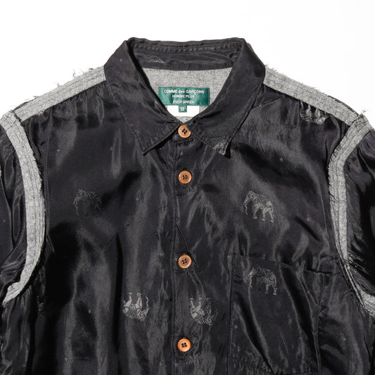 vintage 05's Comme des Garçons HOMME PLUS EVER GREEN inside out elephant satin shirt