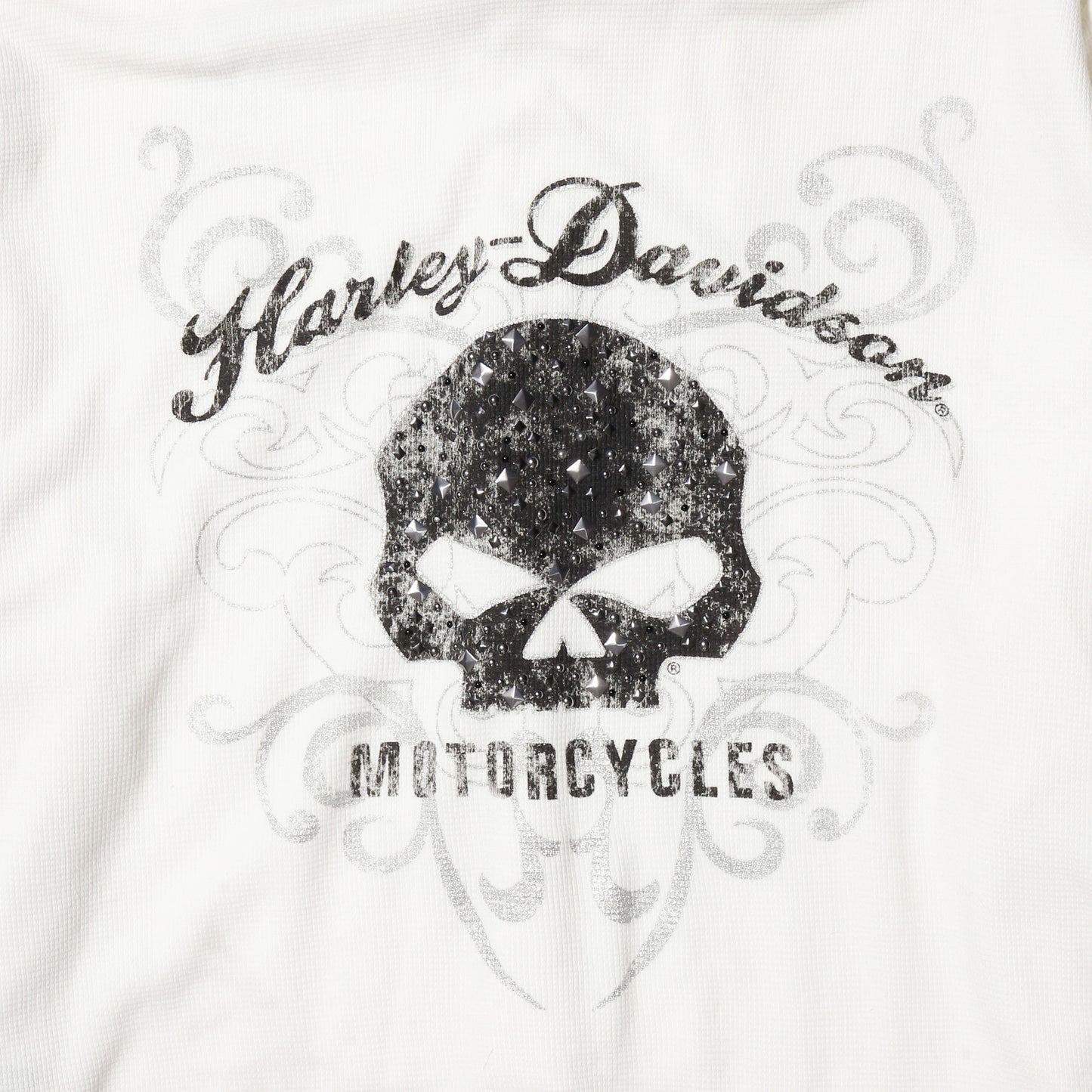 vintage 00's harley-davidson willie g skull lace up hoodie