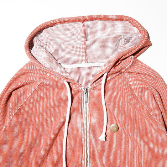 vintage thermal zip hoodie , with copper badge