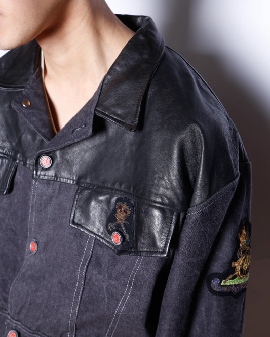 vintage euro hybrid cropped trucker jacket