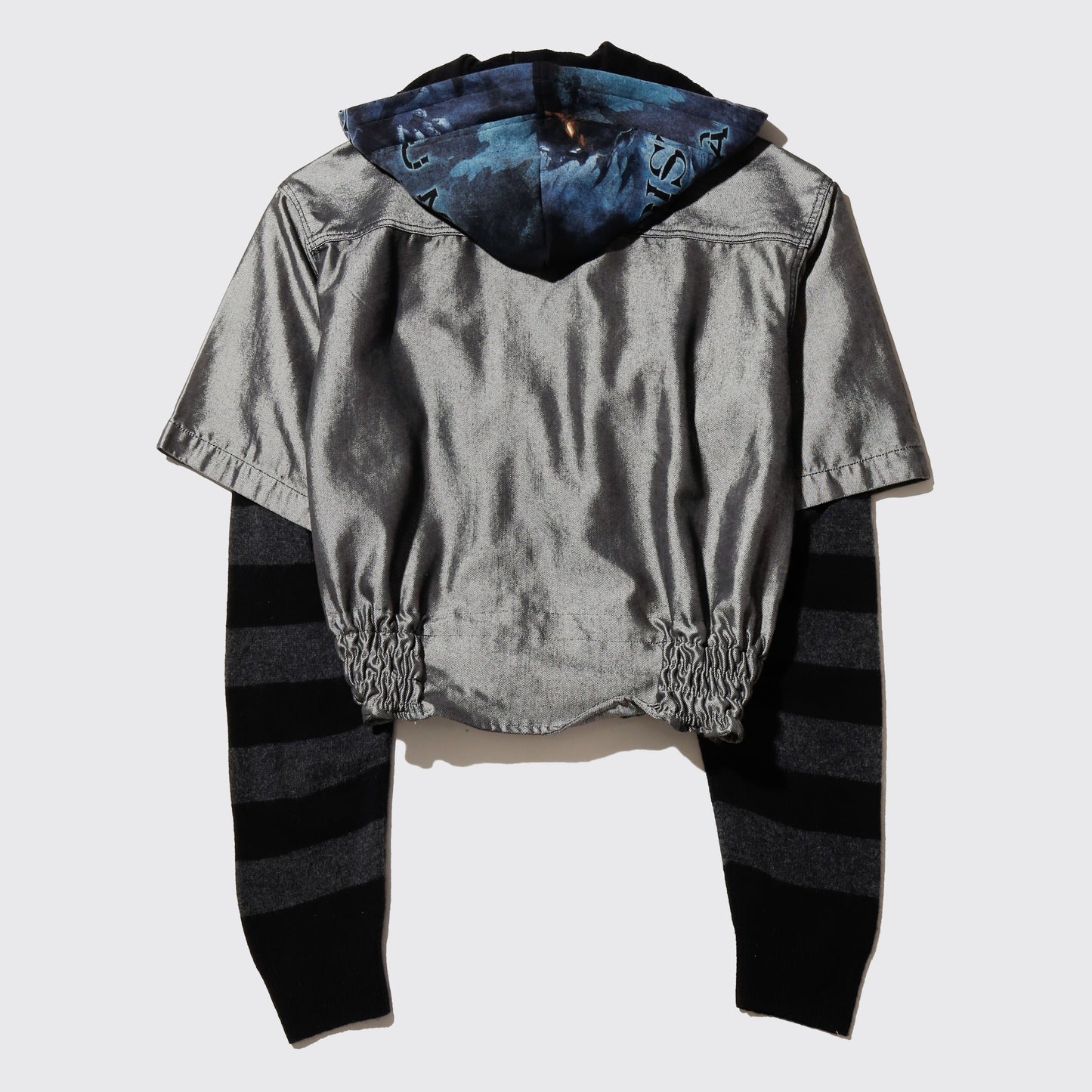 *one-off hybrid metalic trucker jacket