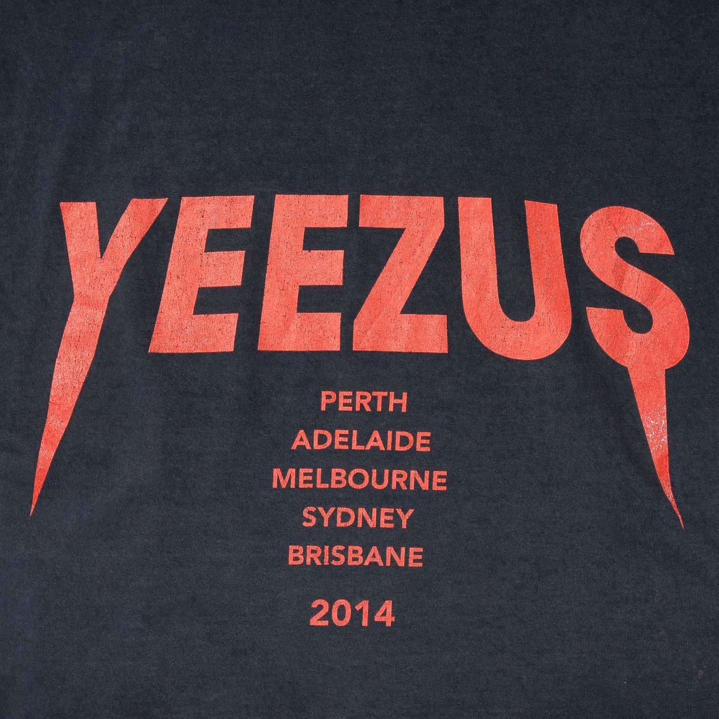 vintage 2014's kanye west yeezus australian tour t-shirt, *cut off