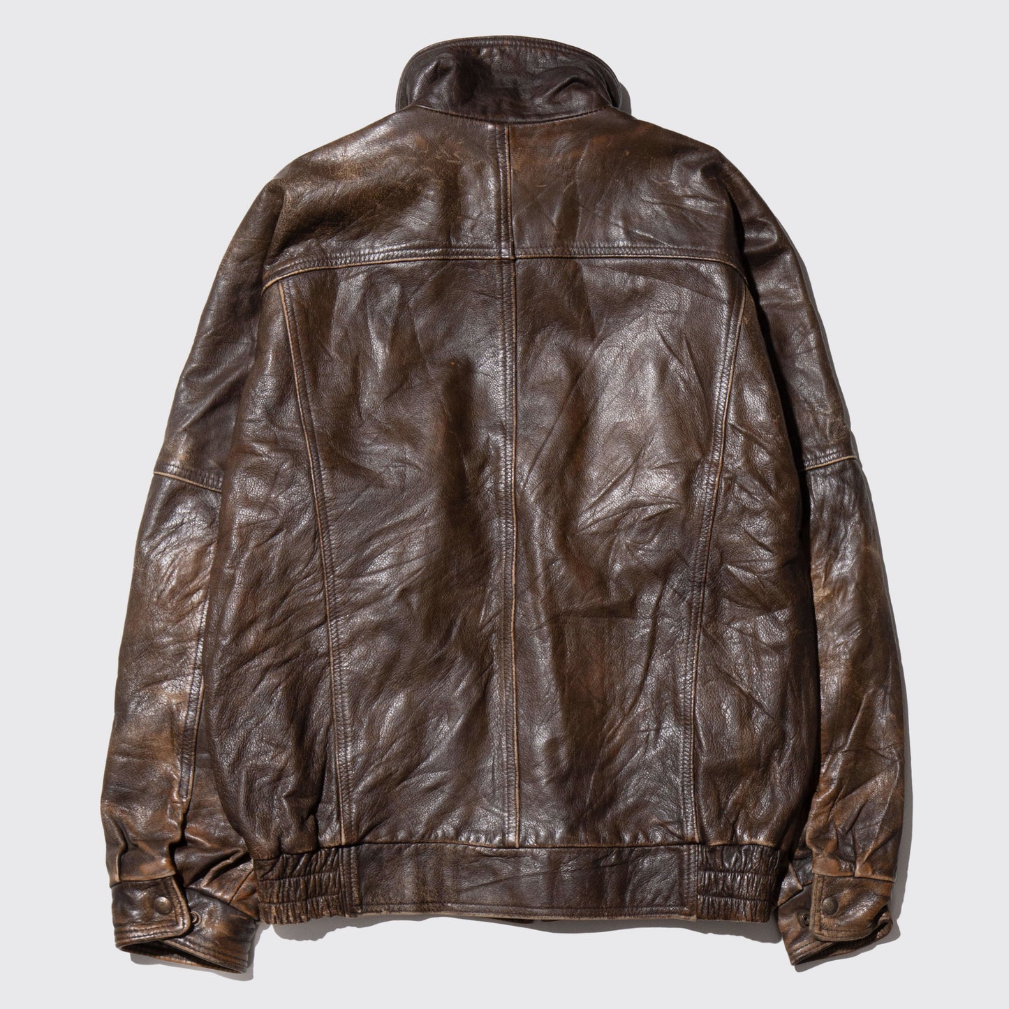 vintage fade belted aviator leather jacket