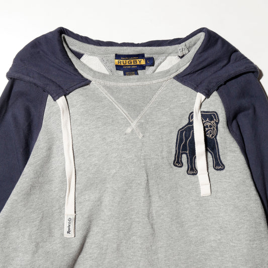 vintage rugby by ralph lauren bulldog hooded sweat
