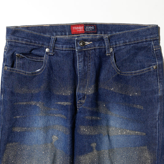 vintage low rise sandglitter flare jeans