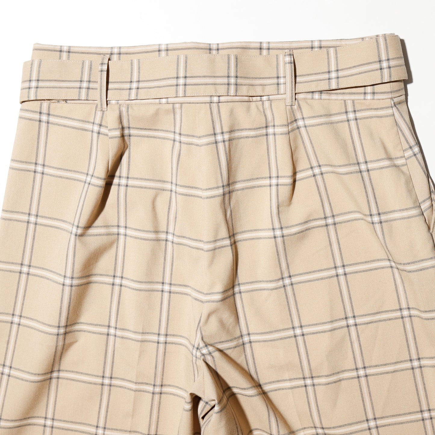 vintage belted check wide slacks