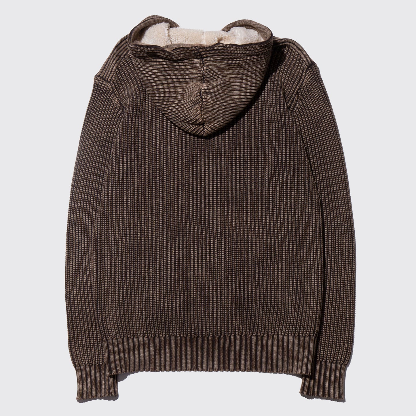 vintage acid rib knit boa hoodie