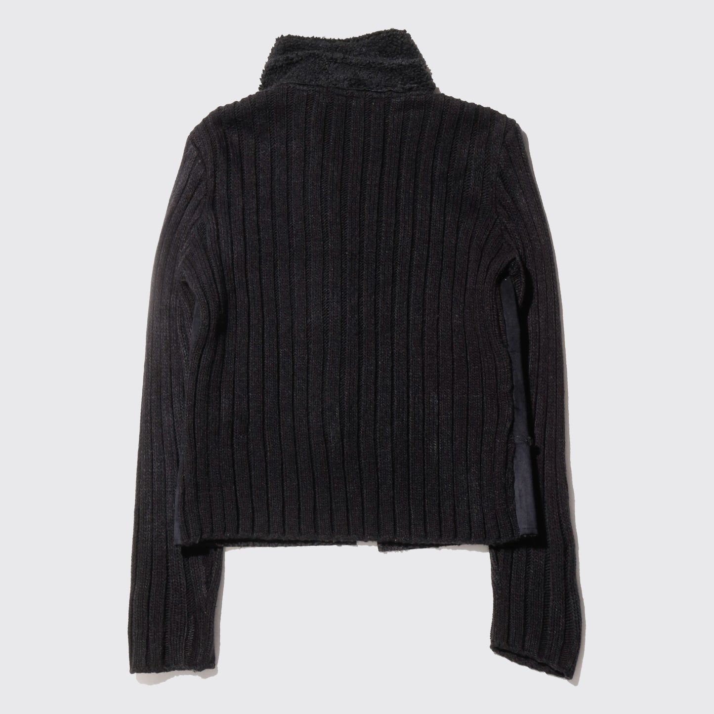 vintage buckle hybrid knit jacket