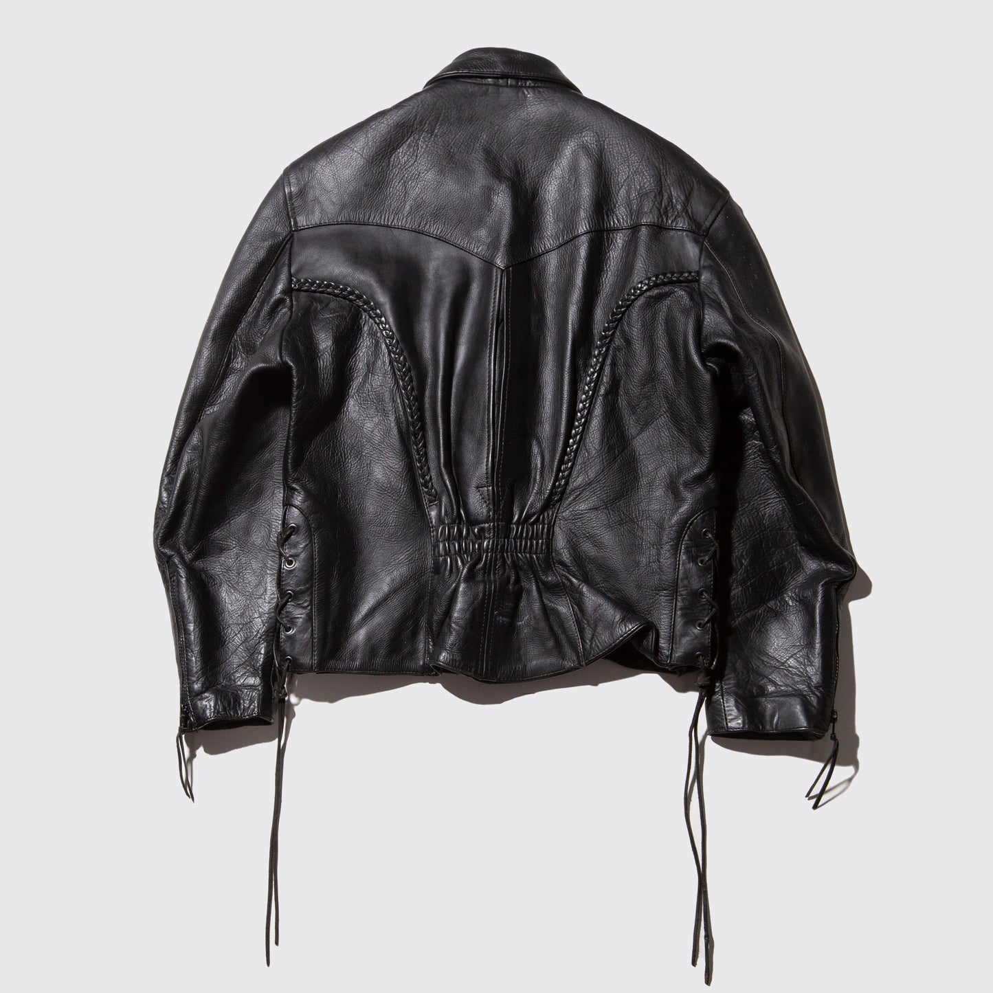 vintage lace up western leather jacket