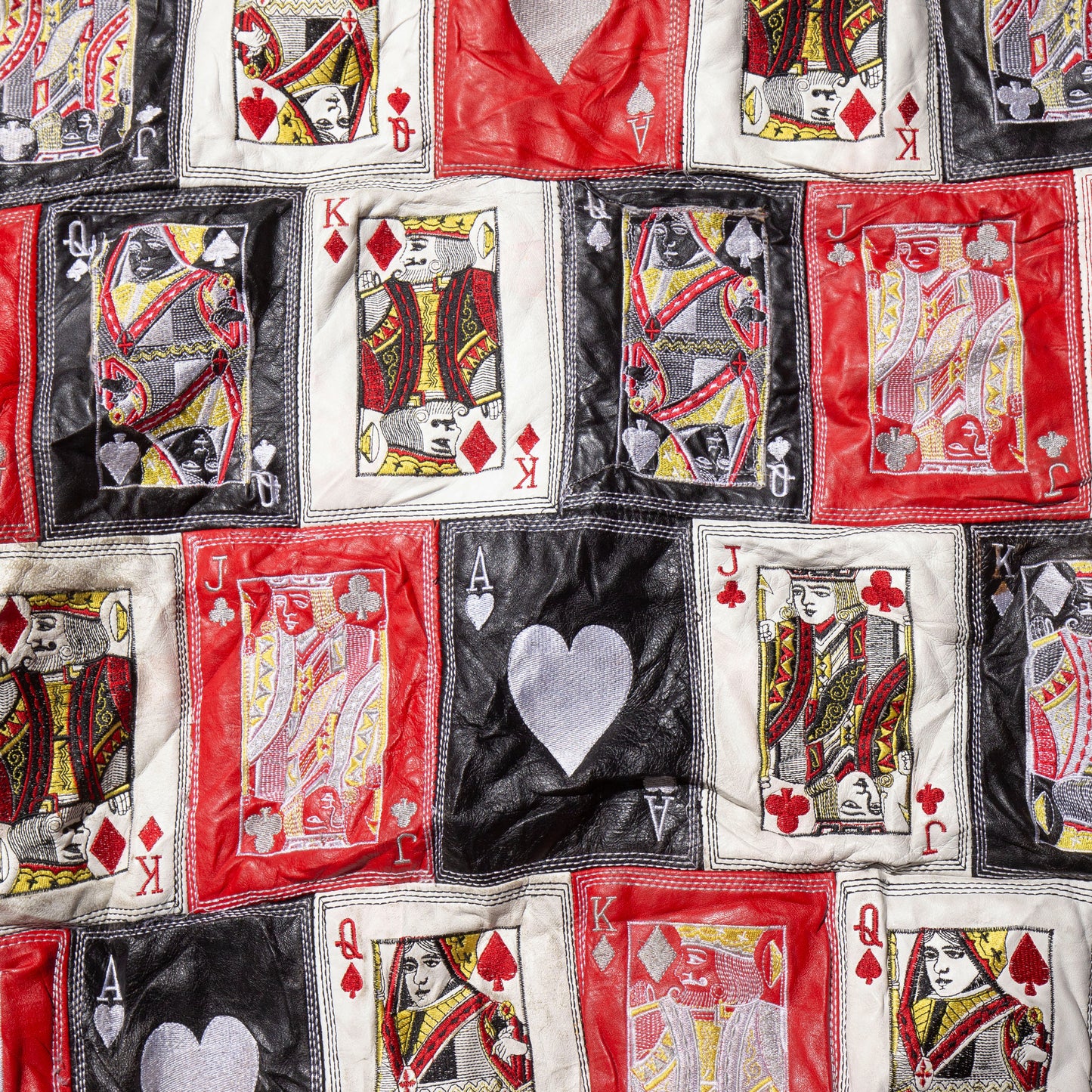 vintage court cards leather jacket