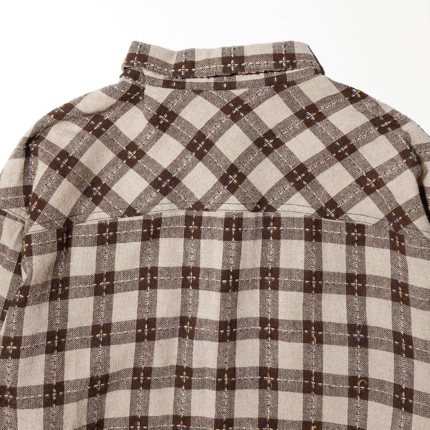 vintage verte valle stitched check linen shirt