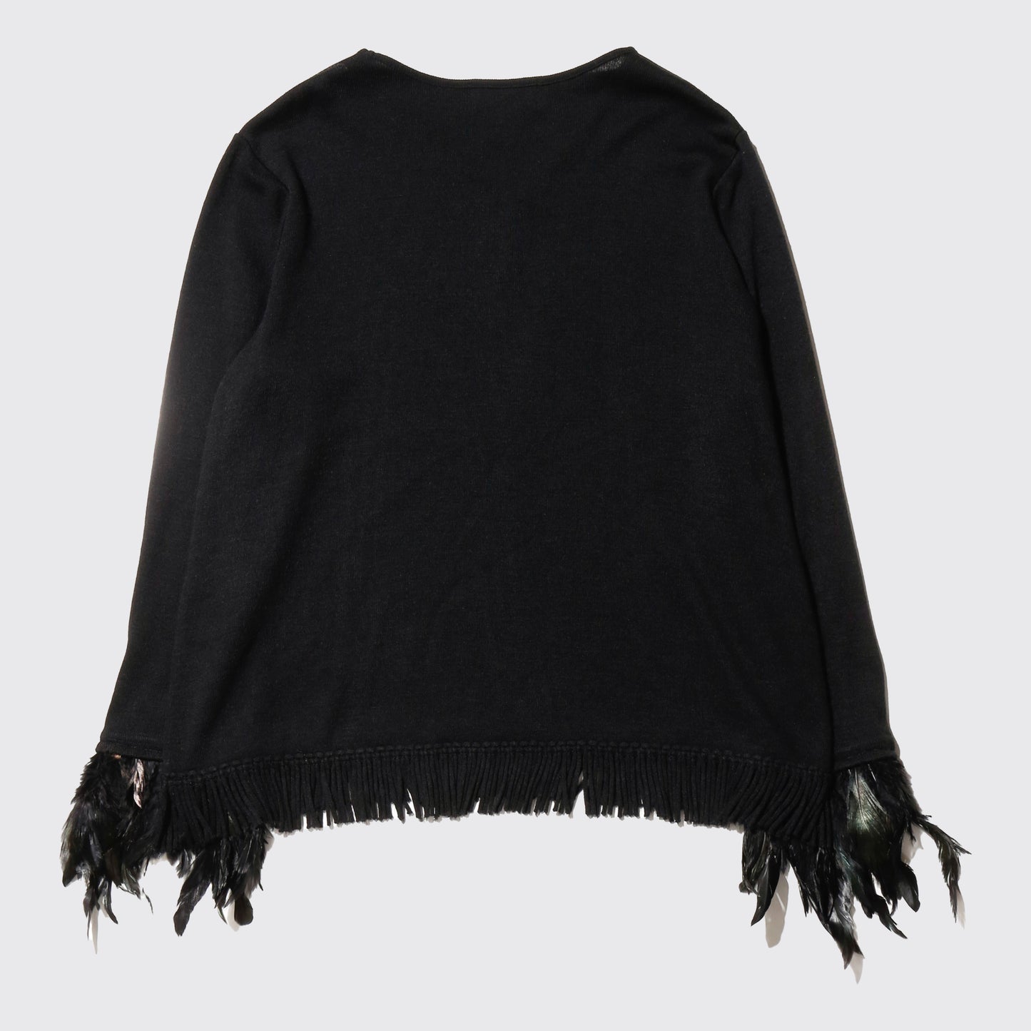 vintage feather cuffs fringe sweter
