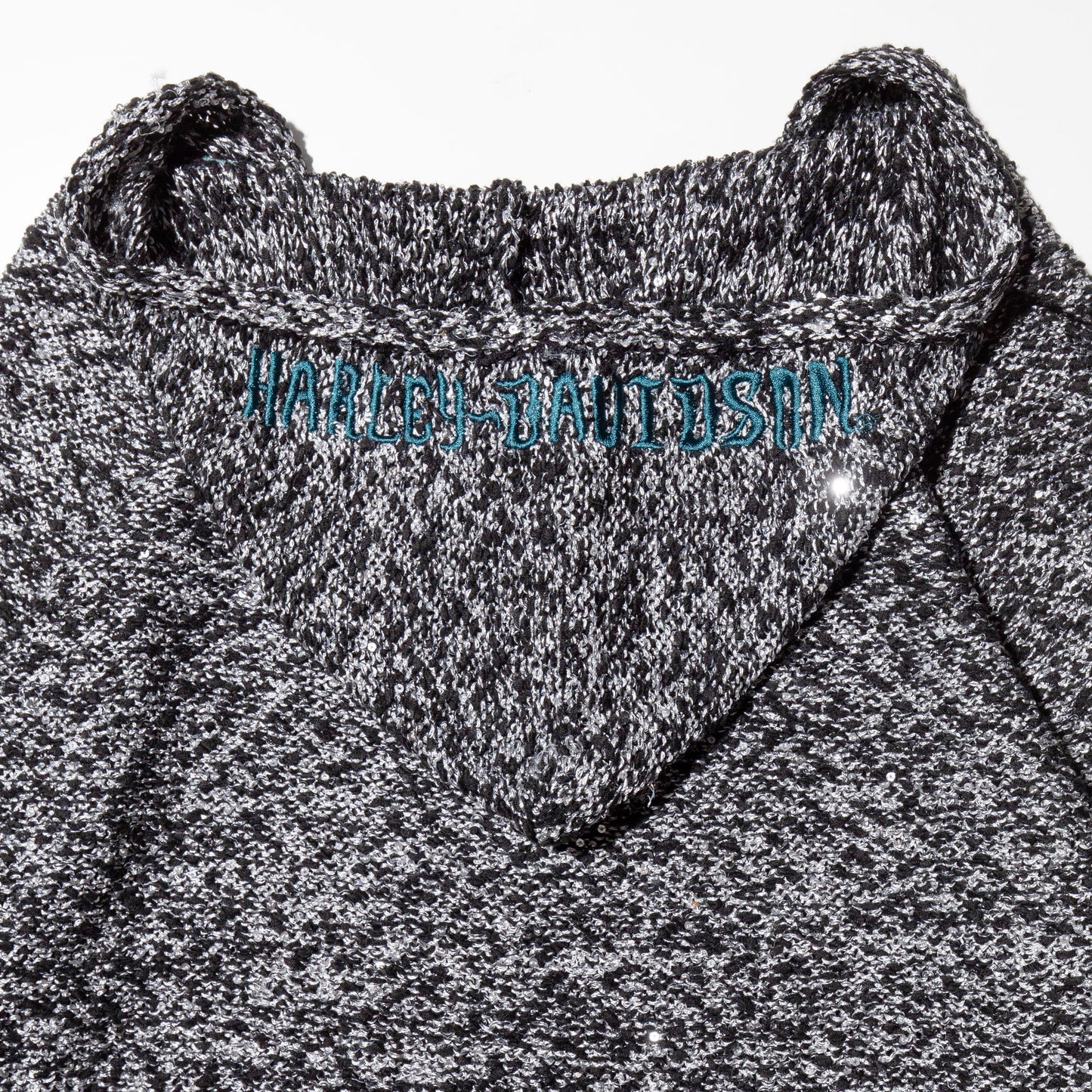 vintage harley davidson spangle melange knit hoodie