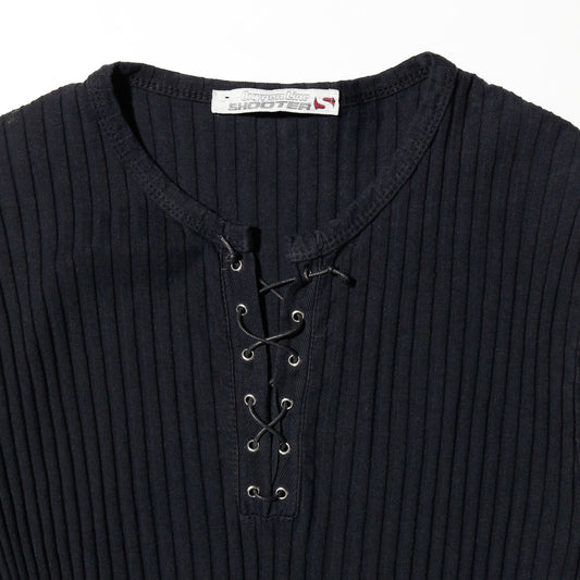 vintage lace up ribbed h/s