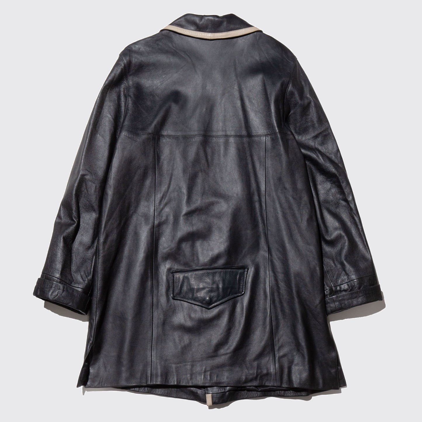 vintage piping leather coat