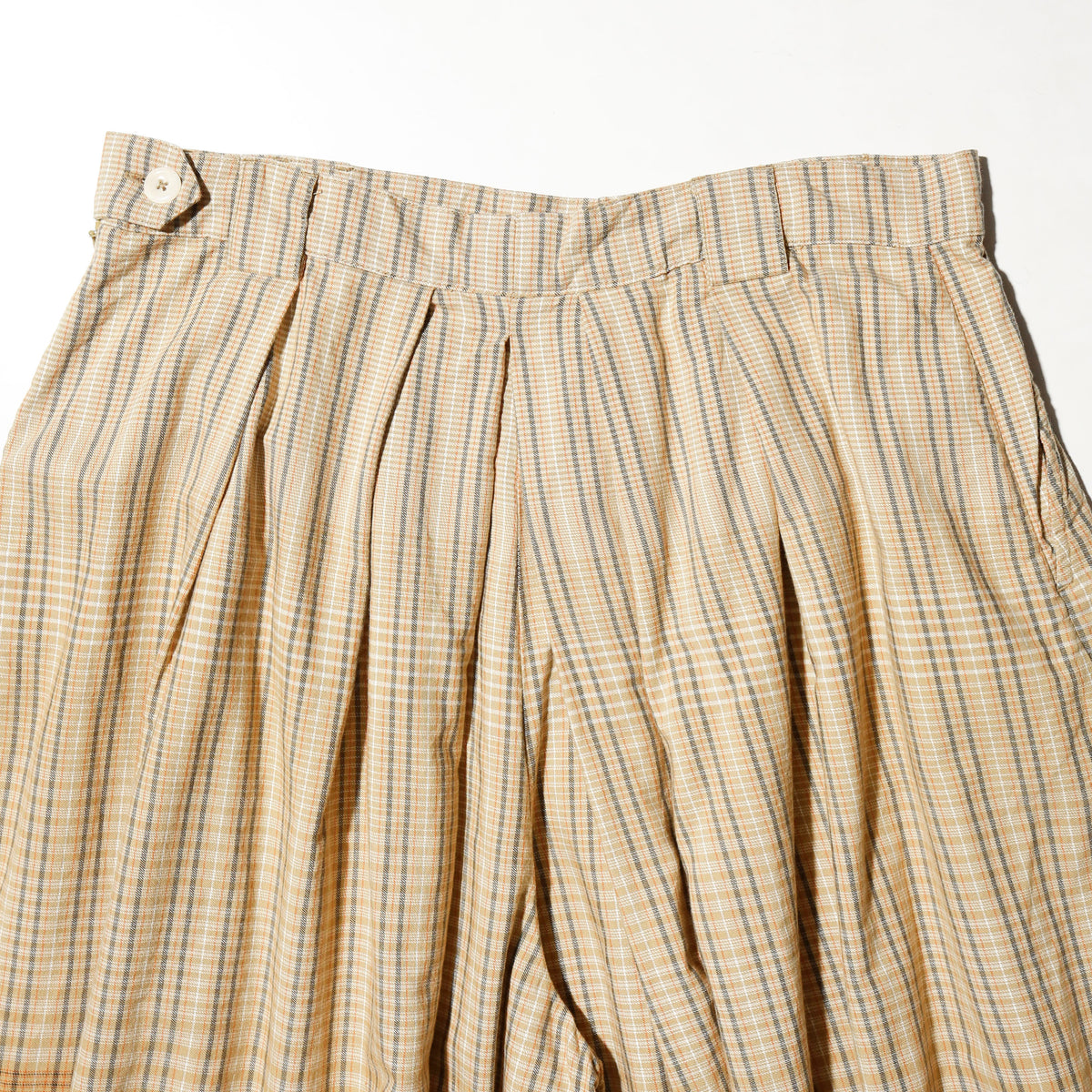 vintage check pleats jumbo bermuda shorts