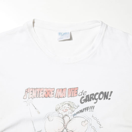 vintage 90’s euro “j’enterre ma vie de garçon” humor t-shirt