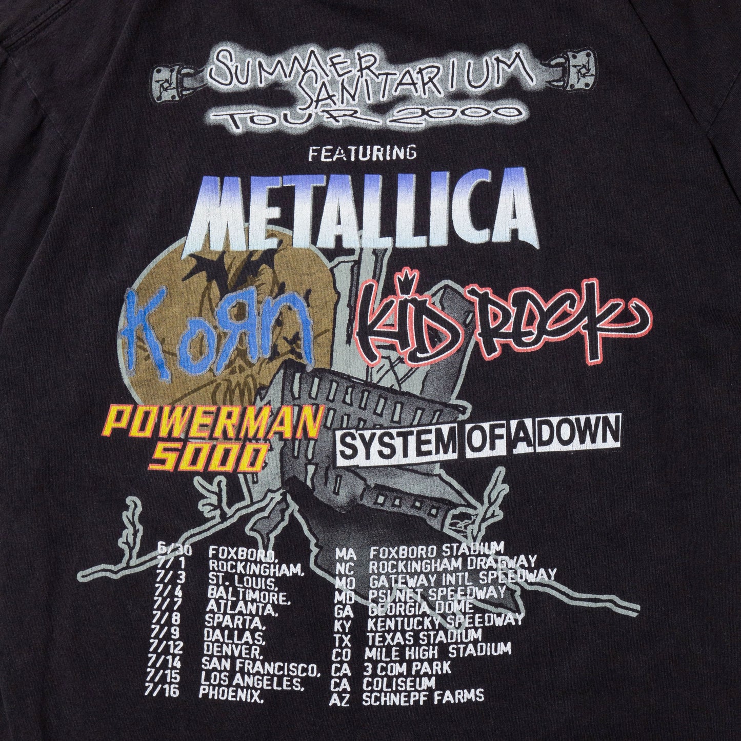 vintage just2000's Metallica Summer Sanitarium Tour t-Shirt , Korn/KiD ROCK/POWERMAN5000/System Of Down