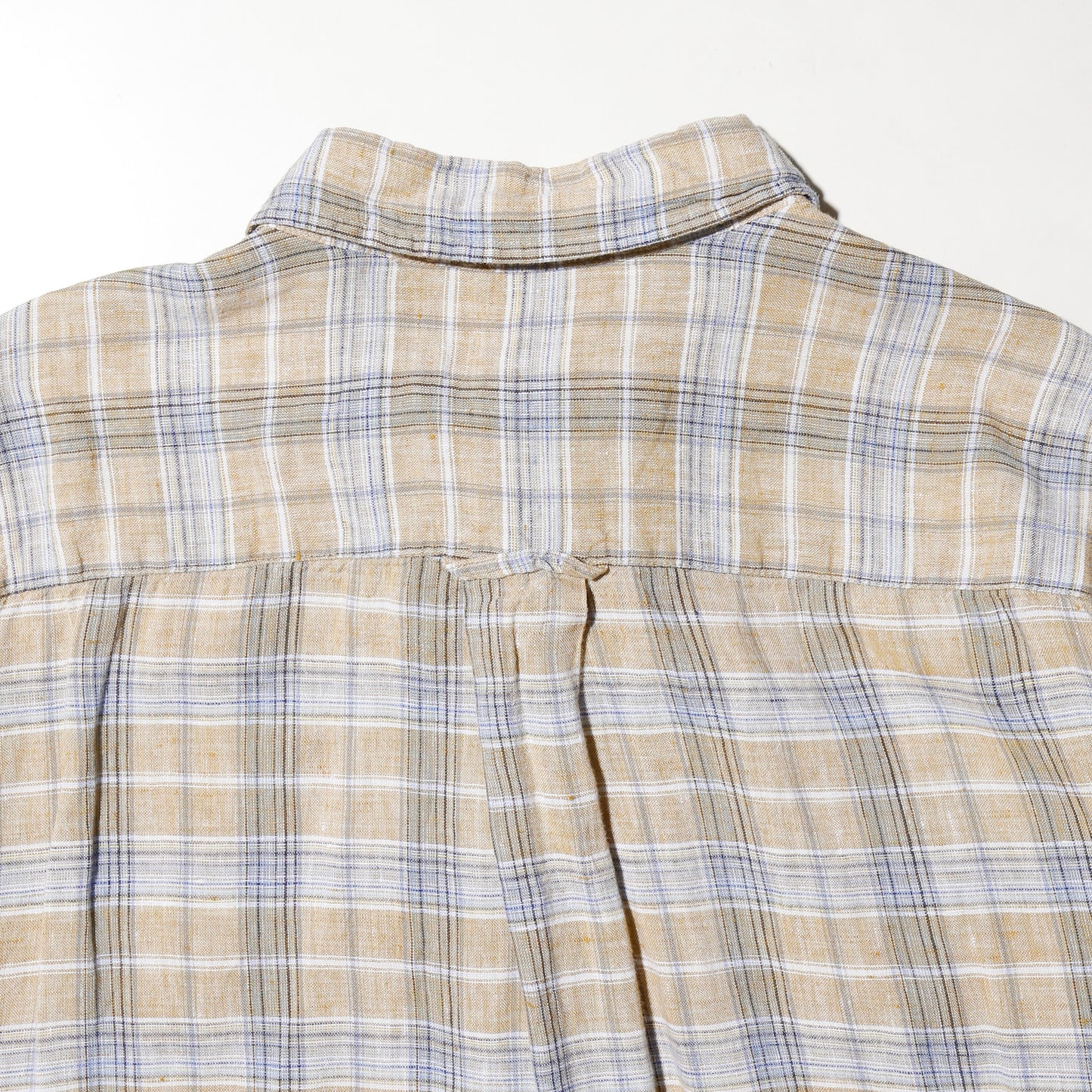 vintage check linen loose shirt