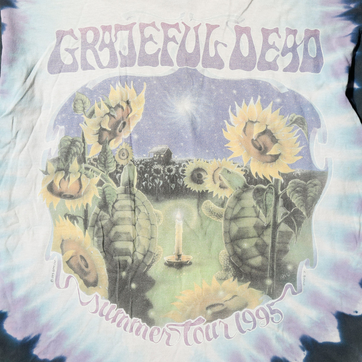 vintage 1995's Grateful Dead sunflower t-shirt, body-liquid blue