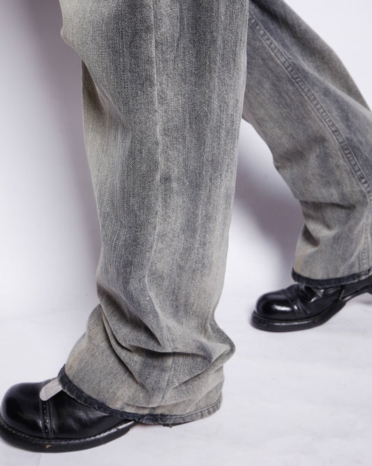 vintage faded low rise flare jeans