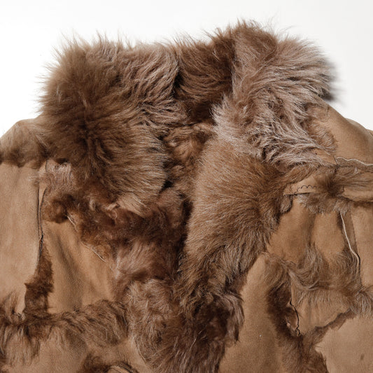 vintage distressed shearling mouton jacket, detachable sleeve