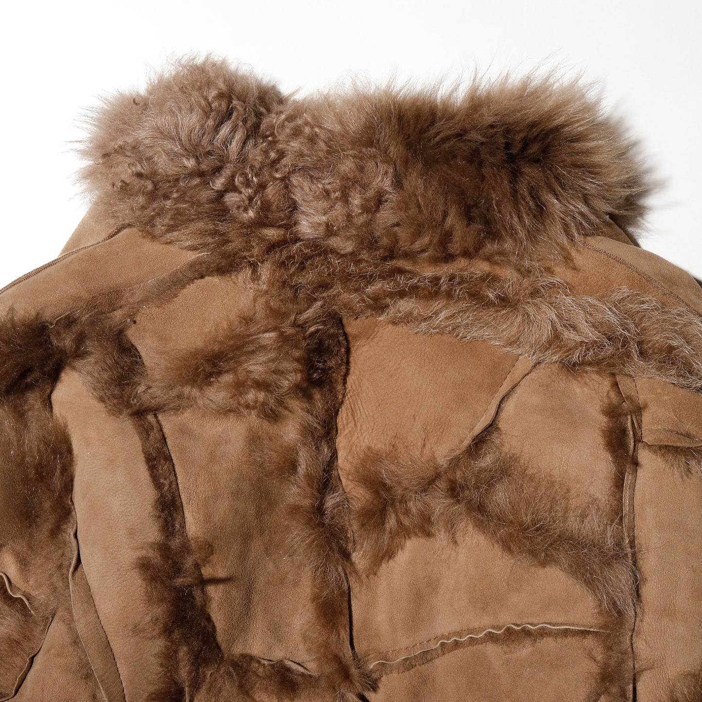 vintage distressed shearling mouton jacket, detachable sleeve