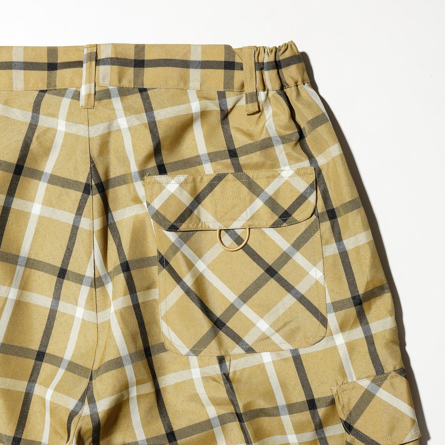 vintage check wide cargo shorts
