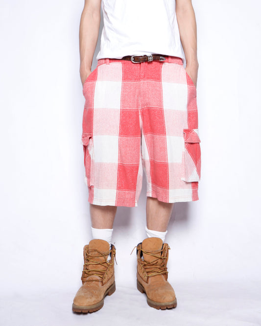 vintage shinny buffalo check cargo shorts